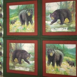 FABRIC Marshall Dry Goods Co. "Black Bear" Pattern #011, 4 Pillow Panels